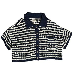 Lucky Brand Women's‎ XL Knit Cropped Cardigan Short Sleeve Button Front Sweater